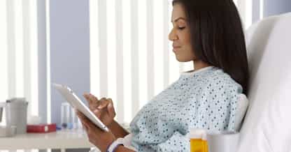 patient using hospital wifi on tablet