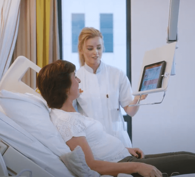 Patient being shown an iPad cropped