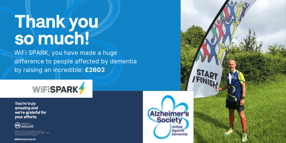 We raised £2,602 for Alzheimer's Society with your help, thank you!